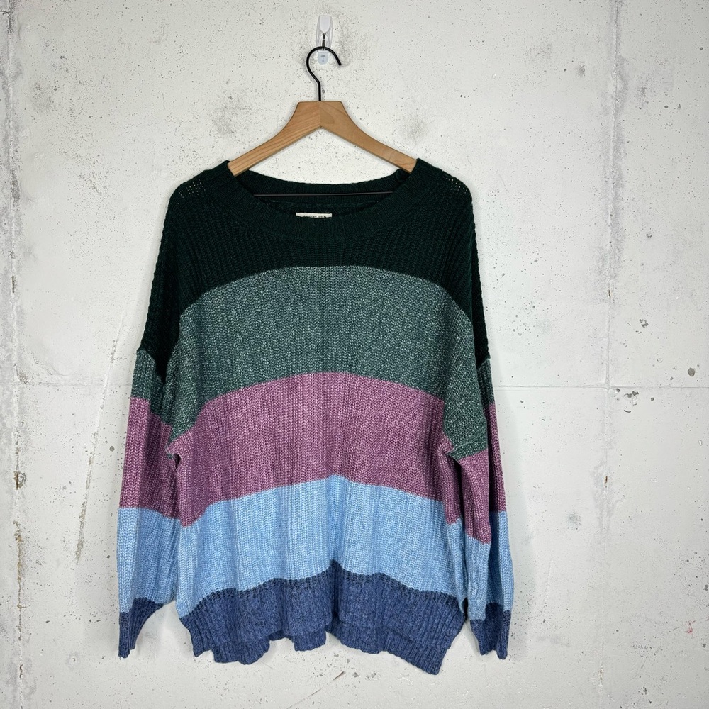 American Eagle Striped Oversize Dreamspun Crewneck Sweatshirt LG